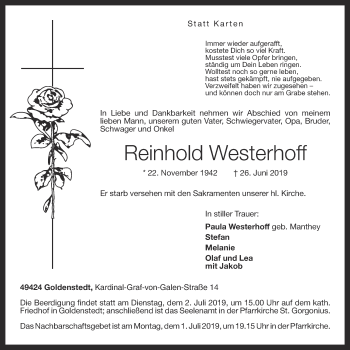 Anzeige von Reinhold Westerhoff von OM-Medien
