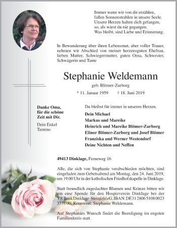 Anzeige von Stephanie Weldemann von OM-Medien