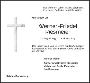 Anzeige von Werner-Friedel Riesmeier von OM-Medien
