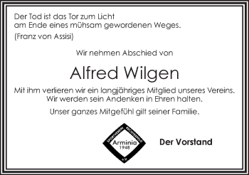 Anzeige von Alfred Wilgen von OM-Medien