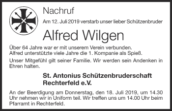 Anzeige von Alfred Wilgen von OM-Medien