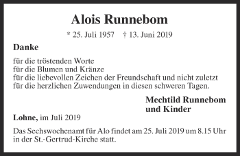 Anzeige von Alois Runnebom von OM-Medien