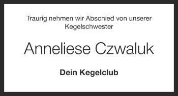 Anzeige von Anneliese Czwaluk von OM-Medien