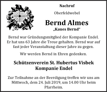 Anzeige von Bernd Almes von OM-Medien