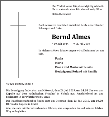 Anzeige von Bernd Almes von OM-Medien