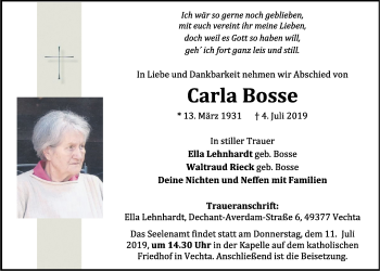 Anzeige von Carla Bosse von OM-Medien