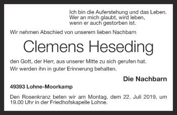 Anzeige von Clemens Heseding von OM-Medien