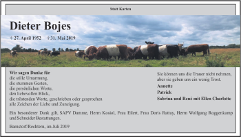 Anzeige von Dieter Bojes von OM-Medien