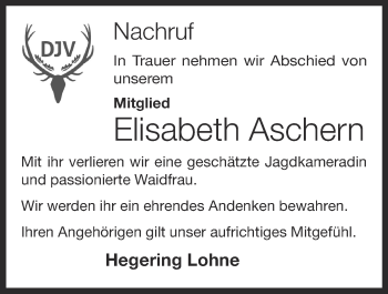 Anzeige von Elisabeth Aschern von OM-Medien