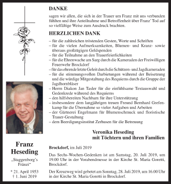 Anzeige von Franz Heseding von OM-Medien