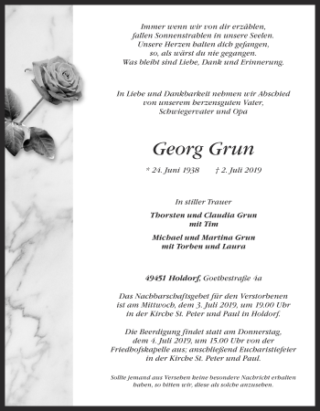 Anzeige von Georg Grun von OM-Medien