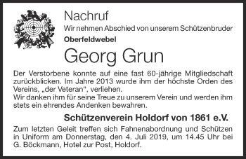 Anzeige von Georg Grun von OM-Medien