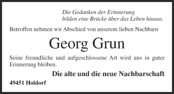 Anzeige von Georg Grun von OM-Medien