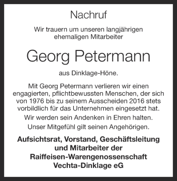 Anzeige von Georg Petermann von OM-Medien