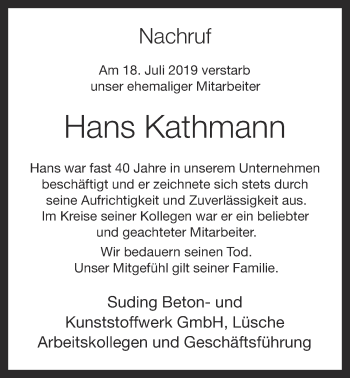 Anzeige von Hans Kathmann von OM-Medien