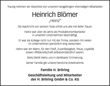 Anzeige von Heinrich Blömer von OM-Medien