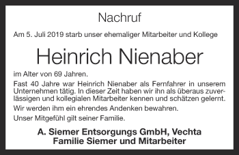 Anzeige von Heinrich Nienaber von OM-Medien
