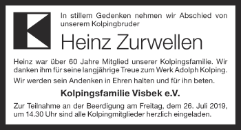 Anzeige von Heinz Zurwellen von OM-Medien