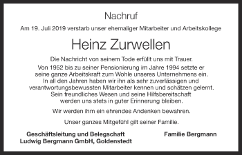 Anzeige von Heinz Zurwellen von OM-Medien