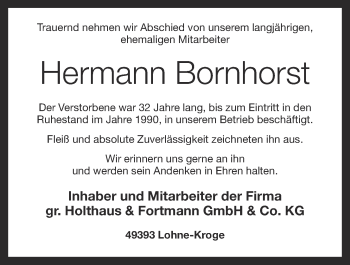 Anzeige von Hermann Bornhorst von OM-Medien