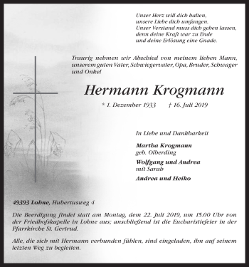 Anzeige von Hermann Krogmann von OM-Medien