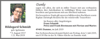 Anzeige von Hildegard Schmidt von OM-Medien