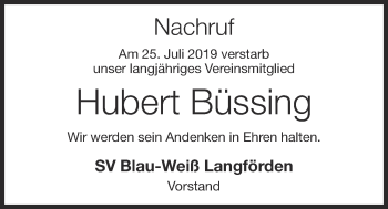 Anzeige von Hubert Büssing von OM-Medien