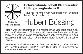 Anzeige von Hubert Büssing von OM-Medien