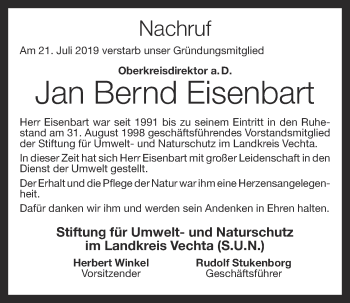 Anzeige von Jan Bernd Eisenbart von OM-Medien