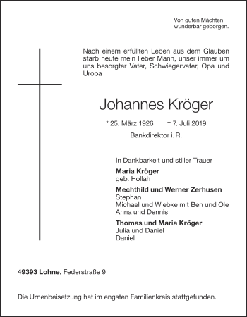 Anzeige von Johannes Kröger von OM-Medien