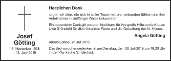 Anzeige von Josef Götting von OM-Medien