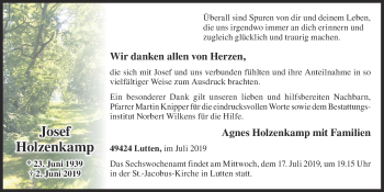 Anzeige von Josef Holzenkamp von OM-Medien