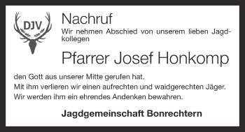 Anzeige von Josef Honkomp von OM-Medien