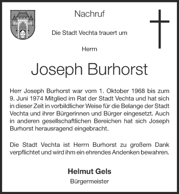 Anzeige von Joseph Burhorst von OM-Medien