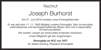 Anzeige von Joseph Burhorst von OM-Medien