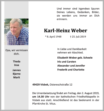 Anzeige von Karl-Heinz Weber von OM-Medien