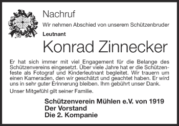 Anzeige von Konrad Zinnecker von OM-Medien
