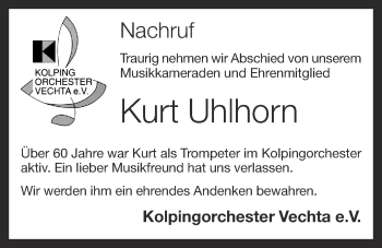 Anzeige von Kurt Uhlhorn von OM-Medien