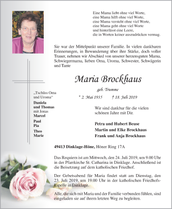 Anzeige von Maria Brockhaus von OM-Medien