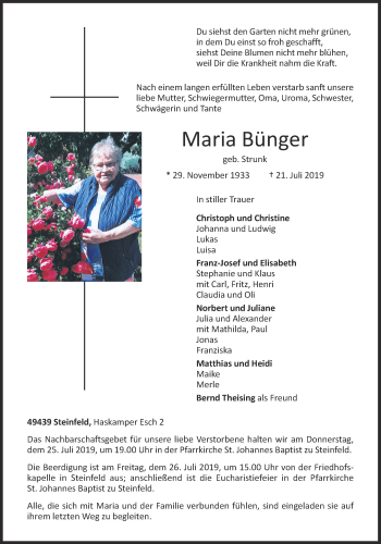 Anzeige von Maria Bünger von OM-Medien