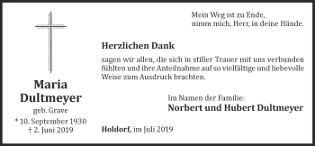 Anzeige von Maria Dultmeyer von OM-Medien