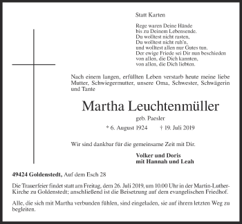 Anzeige von Martha Leuchtenmüller von OM-Medien
