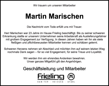 Anzeige von Martin Marischen von OM-Medien