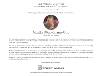 Anzeige von Monika Pöppelmann-Otto von OM-Medien