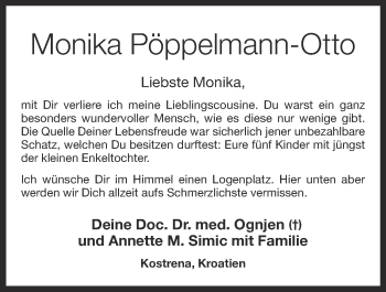 Anzeige von Monika Pöppelmann-Otto von OM-Medien