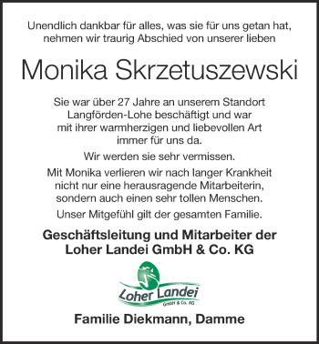 Anzeige von Monika Skrzetuszewski von OM-Medien