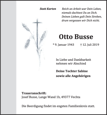 Anzeige von Otto Busse von OM-Medien