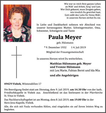 Anzeige von Paula Meyer von OM-Medien
