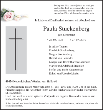 Anzeige von Paula Stuckenberg von OM-Medien