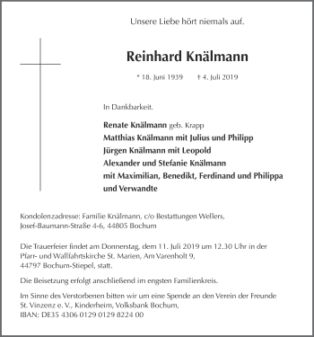 Anzeige von Reinhard Knälmann von OM-Medien